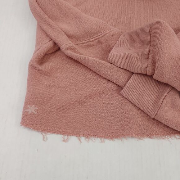 Splendid Womens Cropped Hoodie FUZZY Pink Long Sleeve Thumbholes Raw Hem Small - Picture 9 of 11